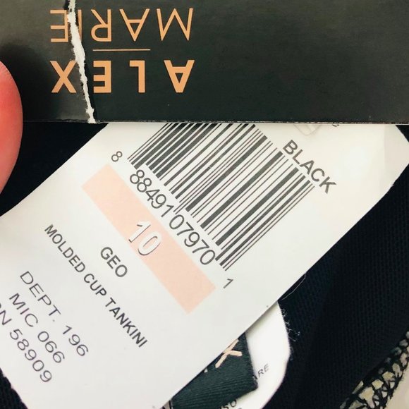 Alex Marie 10 Medium Swimsuit Top Tankini Geometric White Green Black - Picture 3 of 3